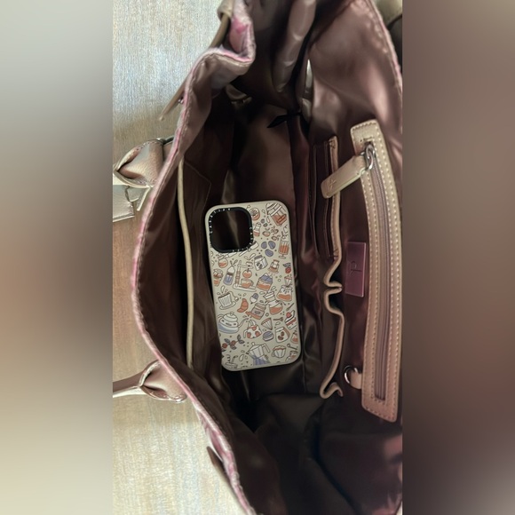 Calvin Klein vintage bag top handle satin pink and tan - Picture 9 of 12